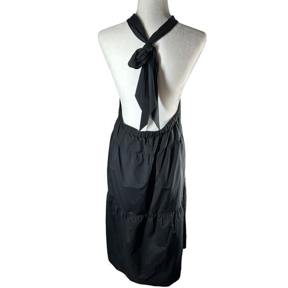 Theory Halter Tier Mini Tech Lawn Black Dress Size Large Minimalist - Picture 2 of 9